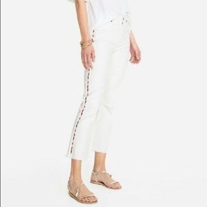 Johnny Was White Embroidered Mid Rise Boot Cut